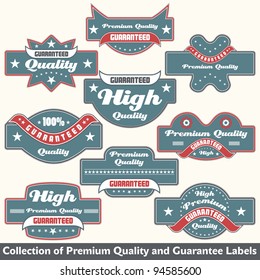 Premium quality and guarantee label collection