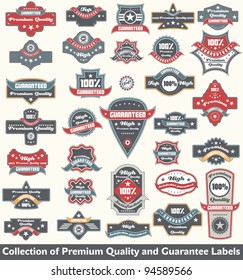 Premium quality and guarantee label collection