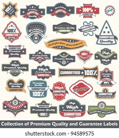 Premium quality and guarantee label collection