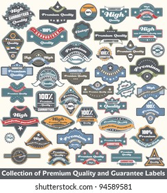 Premium quality and guarantee label collection