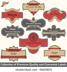 Premium quality and guarantee label collection