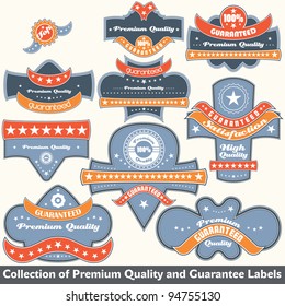Premium quality and guarantee label collection