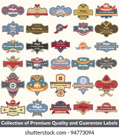 Premium quality and guarantee label collection