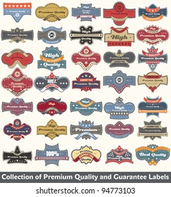 Premium quality and guarantee label collection