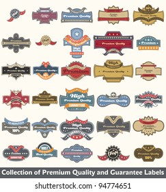 Premium quality and guarantee label collection