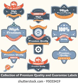 Premium quality and guarantee label collection
