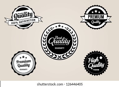 Premium Quality & Guarantee Labels and Badges - retro vintage style
