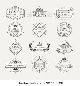 Premium Quality Guarantee Labels and Badges, Linear Design Style