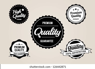 Premium Quality & Guarantee Labels - retro style design