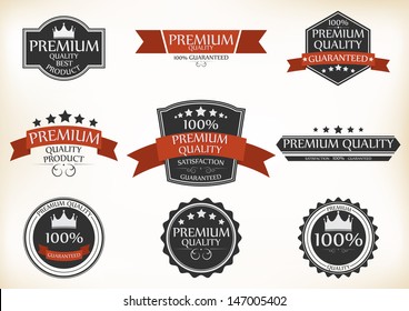 Premium Quality and Guarantee Labels with retro vintage style design