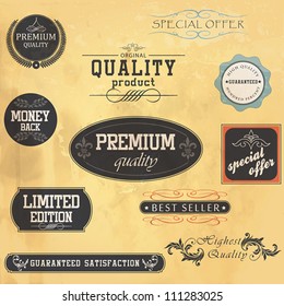 Premium Quality and Guarantee Labels. Vector