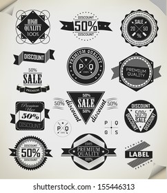 Premium Quality, Guarantee and sale Labels  and typography design/ illustration
,