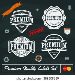 Premium Quality, Guarantee and Satisfaction Labels and typography 