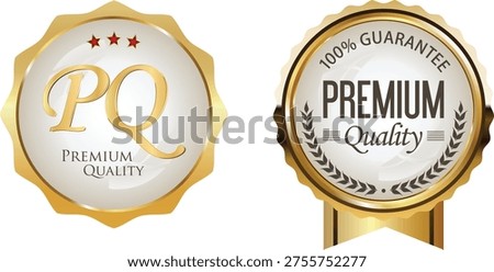 Premium quality guarantee seals with gold border