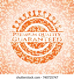 Premium Quality Guaranteed abstract emblem, orange mosaic background