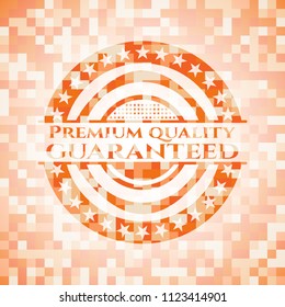 Premium Quality Guaranteed abstract orange mosaic emblem with background