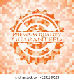 Premium Quality Guaranteed abstract orange mosaic emblem with background