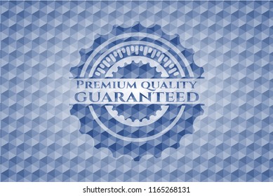 Premium Quality Guaranteed blue hexagon badge.