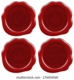 premium quality guaranteed circle on sealing wax label set (vector)