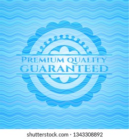 Premium Quality Guaranteed light blue water wave style emblem.