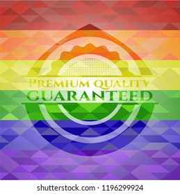 Premium Quality Guaranteed on mosaic background with the colors of the LGBT flag