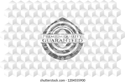 Premium Quality Guaranteed realistic grey emblem with cube white background