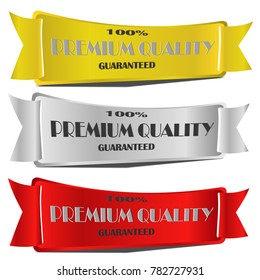premium quality guaranteed sale label sticker badge with ribbon gold silver and red style isolated on white background
