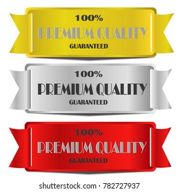 premium quality guaranteed sale label sticker badge with ribbon gold silver and red style isolated on white background