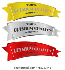 premium quality guaranteed sale label sticker badge with ribbon gold silver and red style isolated on white background