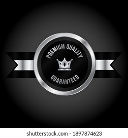 Premium Quality Guaranteed Silver Badge Emblem Isolated Vector