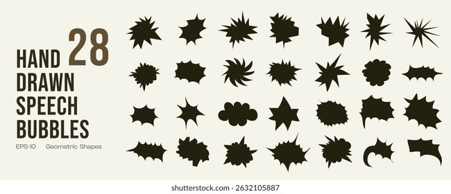 Premium Quality Hand Drawn Abstract Speech Bubbles Doodle Icons, Comic Bubble Symbols and Design Elements for Backgrounds, Patterns, Posters and Any Design Projects
