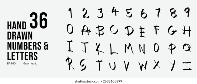 Premium Quality Hand Drawn Abstract Numbers And Letters Doodle Icons, Letters Style and Design Elements for Backgrounds, Patterns, Posters and Any Design Projects