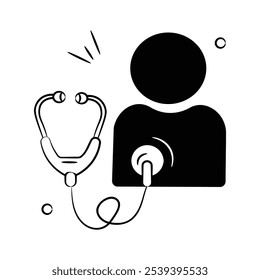 Premium quality hand drawn doodle icon of heart checkup