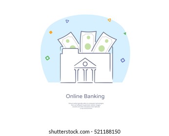 Premium Quality Hand drawn Line Icon And Concept Set: People sending and receiving money, Online banking theme, Banking folder