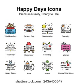 Premium quality happy days icons set, up for premium use
