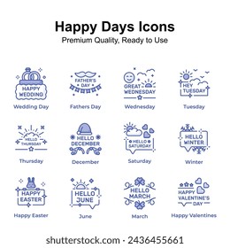 Premium quality happy days icons set, up for premium use