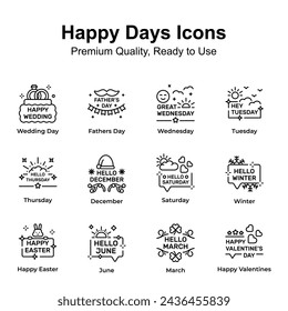 Premium quality happy days icons set, up for premium use