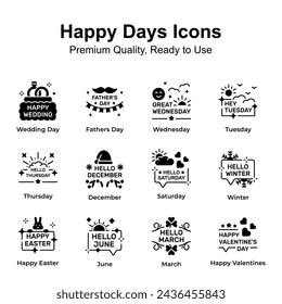 Premium quality happy days icons set, up for premium use