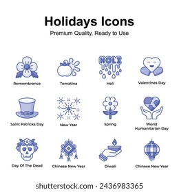 Premium quality holidays icons set, ready to use in websites and mobile apps