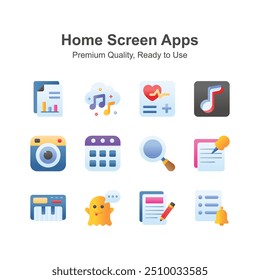 Premium quality home screen apps icons set, ready for premium use