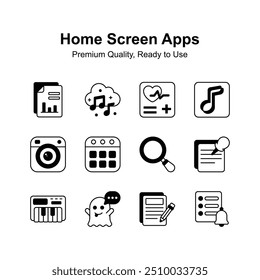 Premium quality home screen apps icons set, ready for premium use