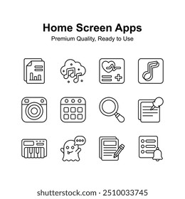 Premium quality home screen apps icons set, ready for premium use