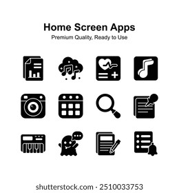 Premium quality home screen apps icons set, ready for premium use