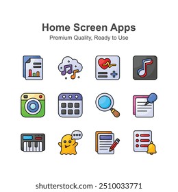 Premium quality home screen apps icons set, ready for premium use