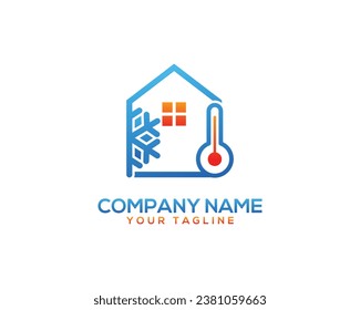 Premium Quality HVAC Logo Design For Home Service Company. Heating Ventilation And Air Conditioning Logo Design Template.
