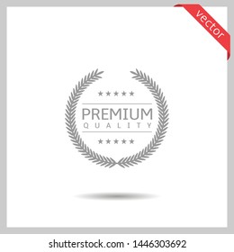 Premium quality icon. Laurel wreath label badge isolated, Vector illustration