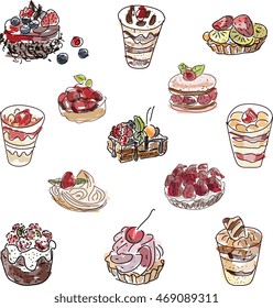 Premium quality icons set of homemade sweets and desserts. 