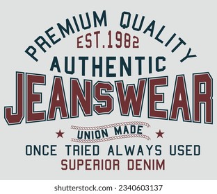 Diseño de impresión de camisetas de primera calidad para jeans. Sello clásico de época. Impresión y placa, aplicación, etiqueta para camisetas, vaqueros, ropa informal. 