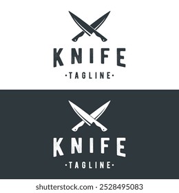 Premium quality knife logo design with retro vintage crosses.