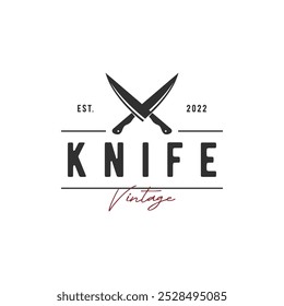 Premium quality knife logo design with retro vintage crosses.